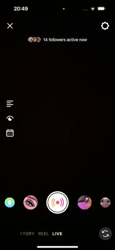 Instagram live screen