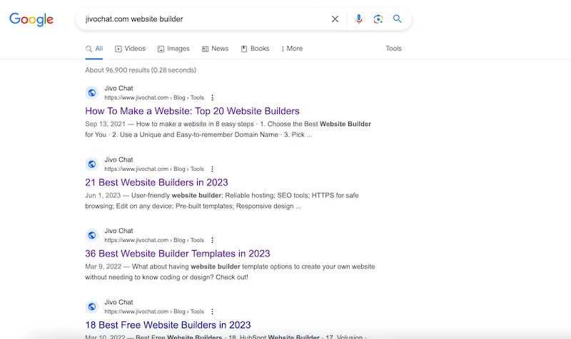 Google search results