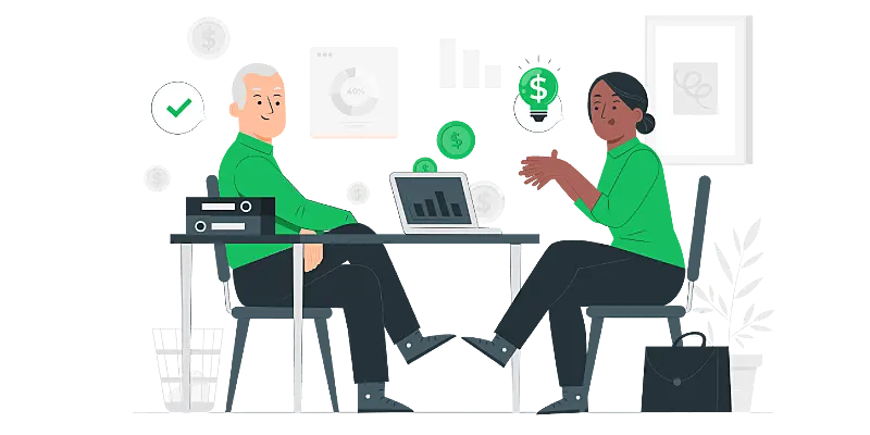 Duas pessoas conversando sobre vendas e BANT