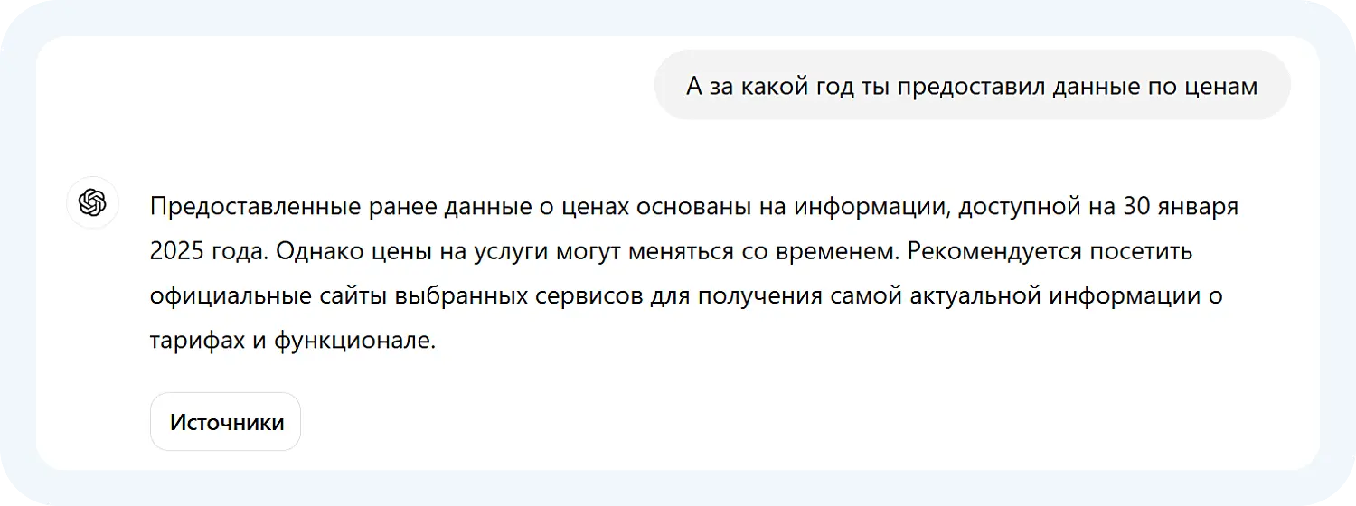 На какой год ChatGPT предоставил данные