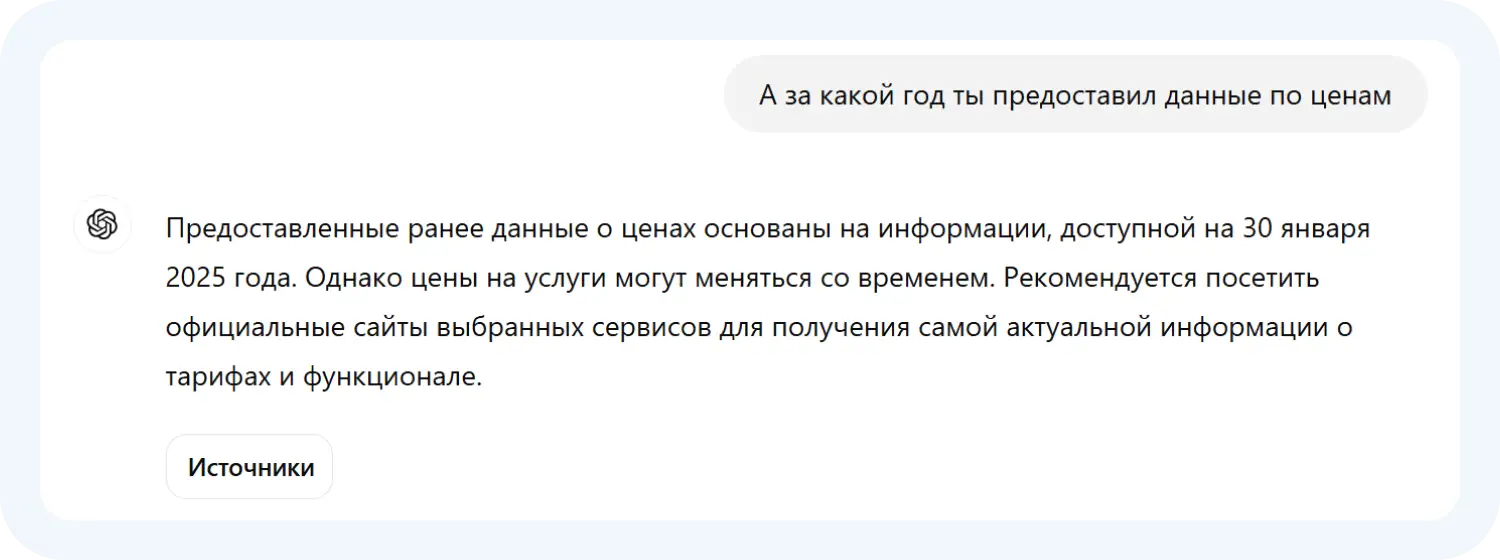 На какой год ChatGPT предоставил данные