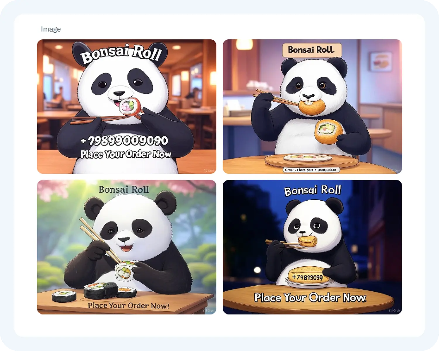 Варианты баннеров для доставки роллов от Grok 3