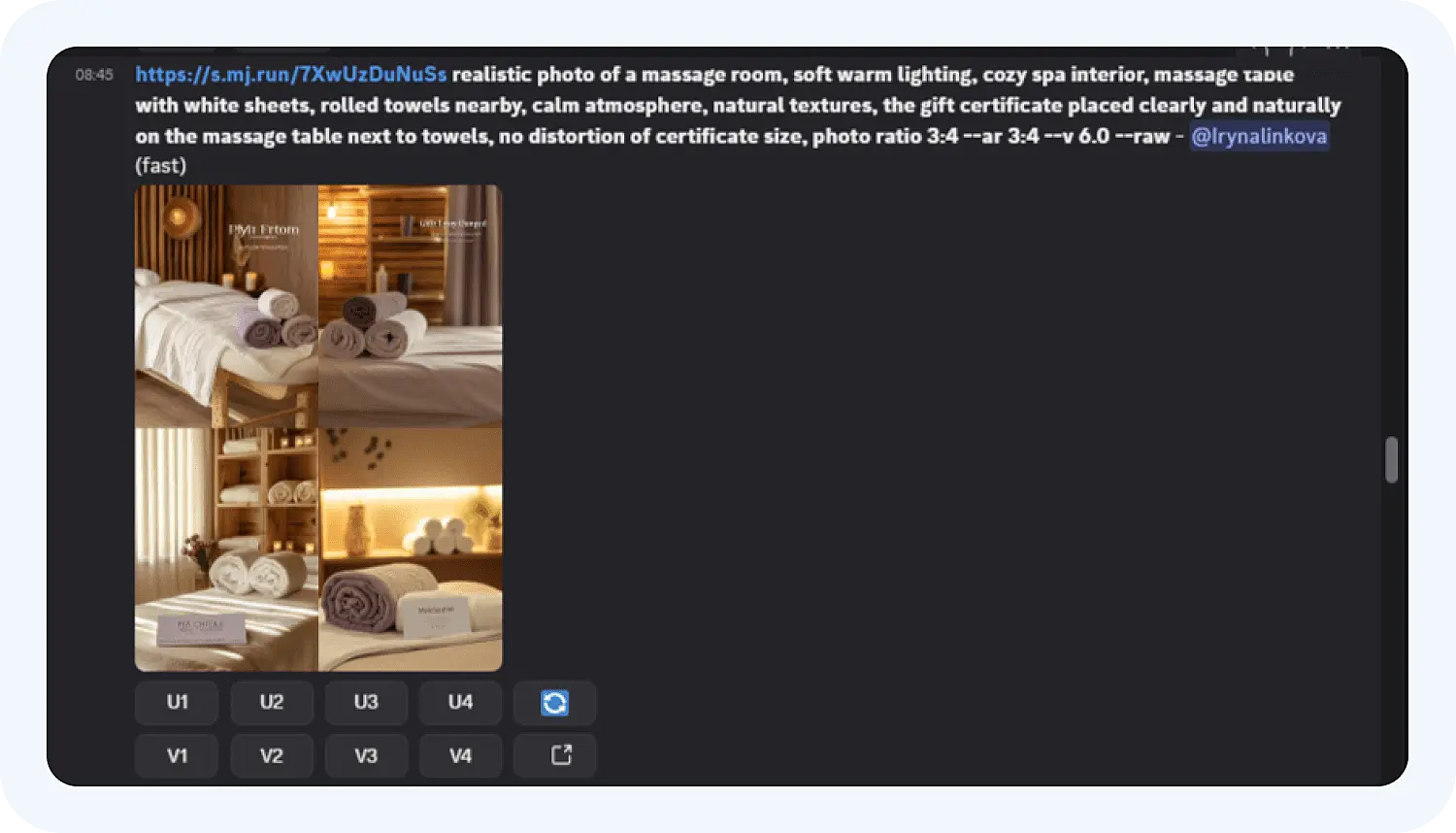 Генерация изображения по промту в Midjorney.