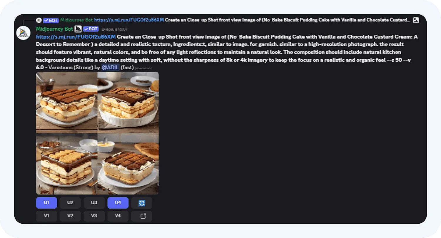 Создание изображения в Midjorney по промтам.