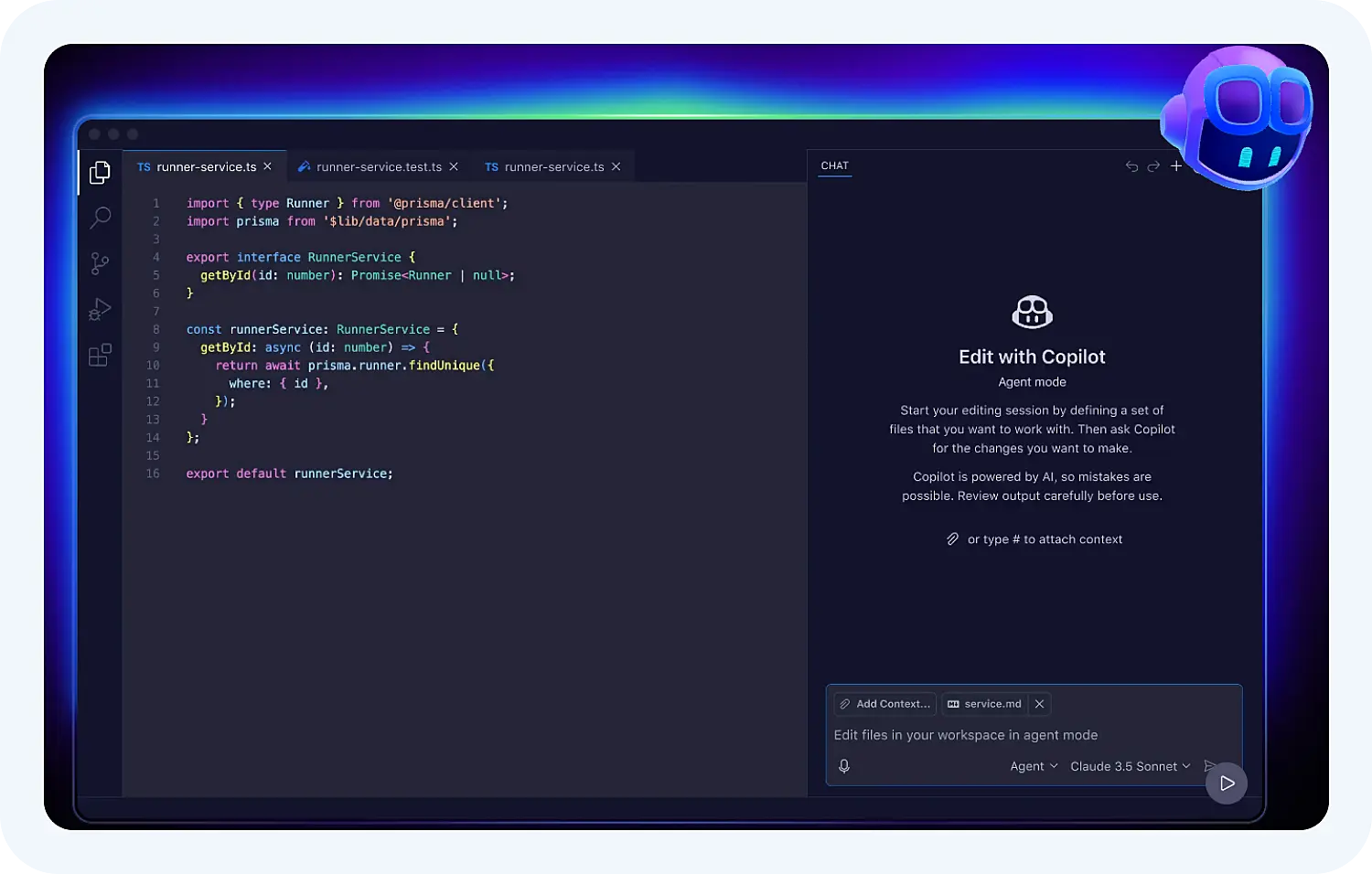 Интерфейс нейросети для написания кода GitHub Copilot