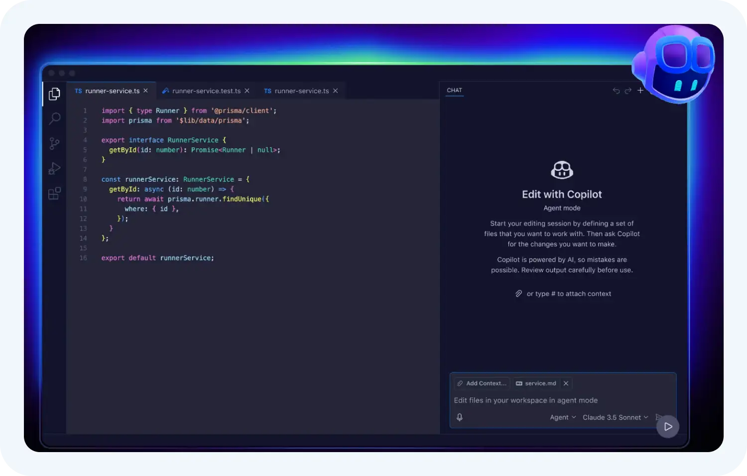 Интерфейс нейросети для написания кода GitHub Copilot