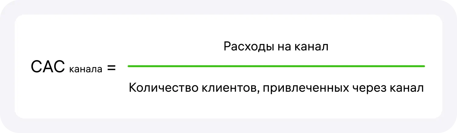 Формула расчета CAC для каждого канала