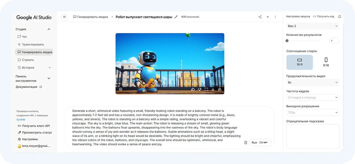 Генерация видео с помощью ИИ Veo 3