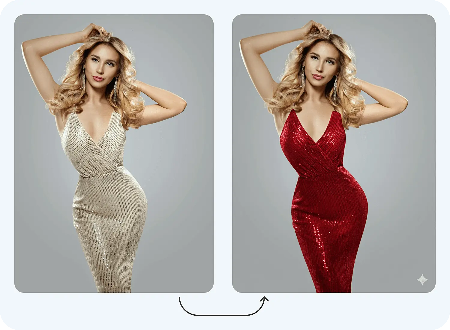 Нейросеть Нано Банана поменяла цвет платья