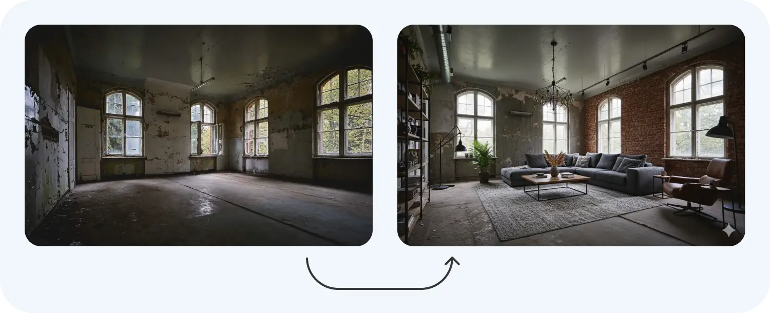 Оригинал комнаты от автора wirestock на freepik.com Nano Banana — это инструмент, который может оформить комнату в нужном интерьере