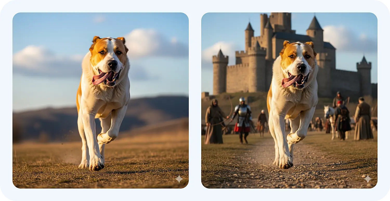 Нейросеть Nano Banana перенесла собаку в другую эпоху