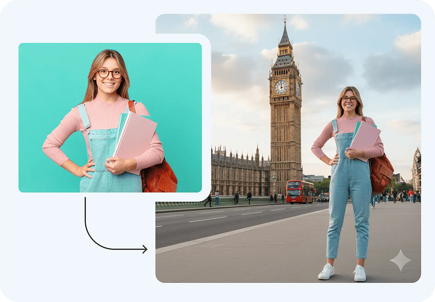 Нейросеть Nano Banana от Google — это инструмент, который может перенести модель в другую локацию