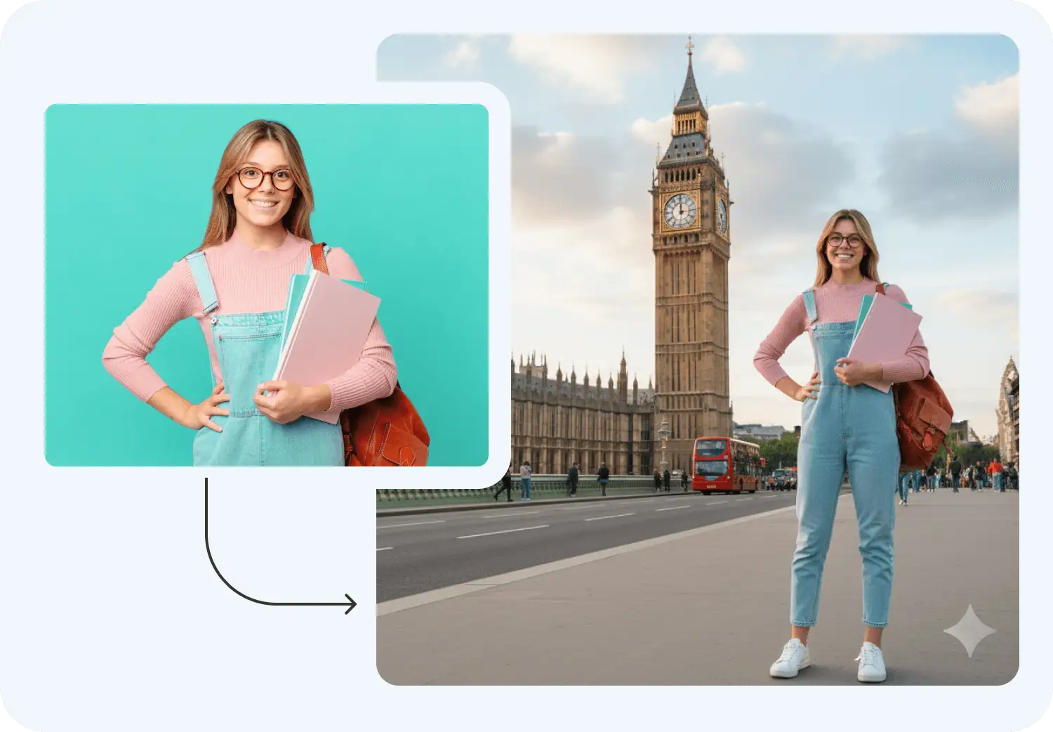 Нейросеть Nano Banana от Google — это инструмент, который может перенести модель в другую локацию