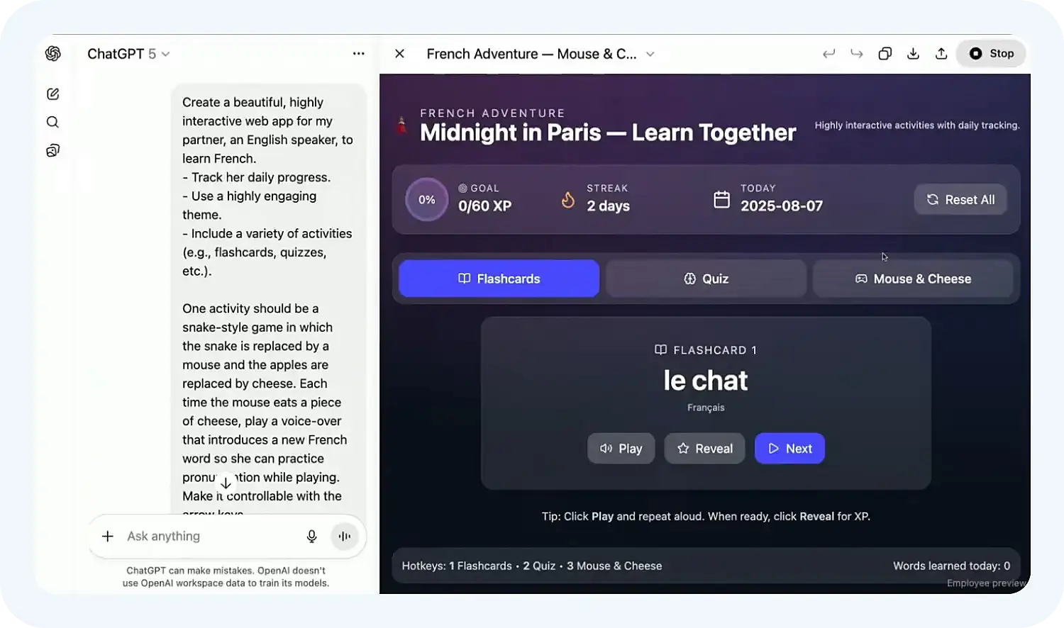 Создание сайта в нейросети для программирования ChatGPT