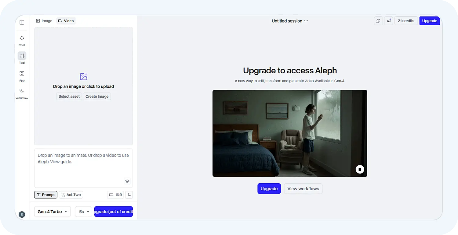 Интерфейс нейросети Runway