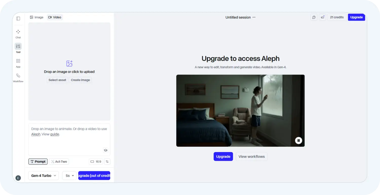 Интерфейс нейросети Runway