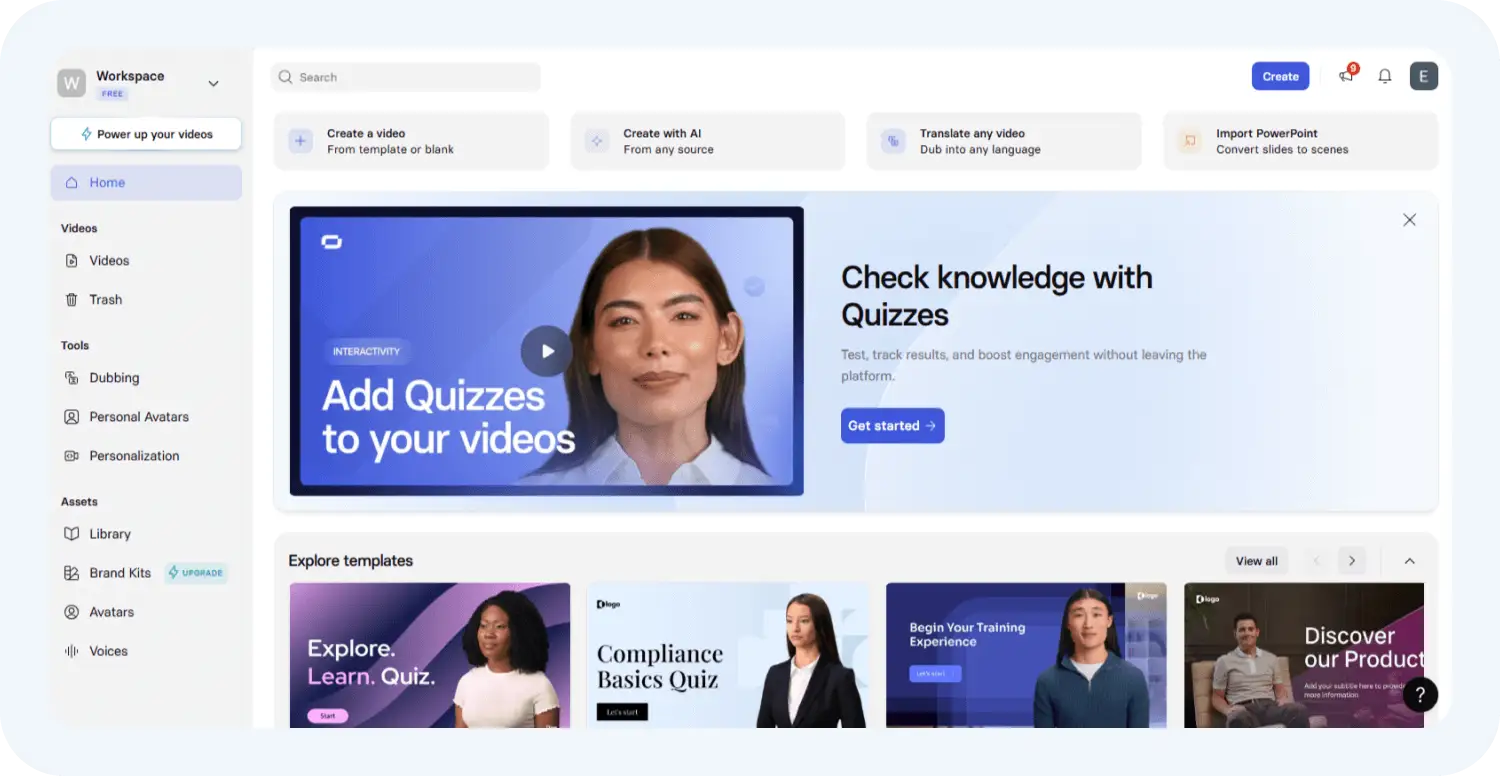 Интерфейс нейросети Synthesia