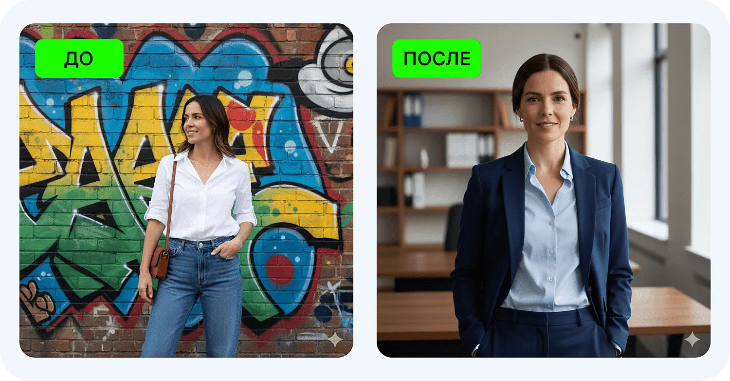 По промту для Нано Банана мы создали деловую фотографию