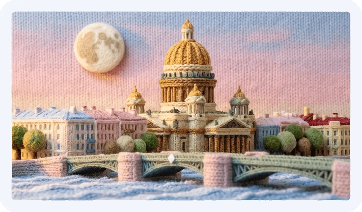 Вязаное фото Исаакиевского собора в Санкт-Петербурге