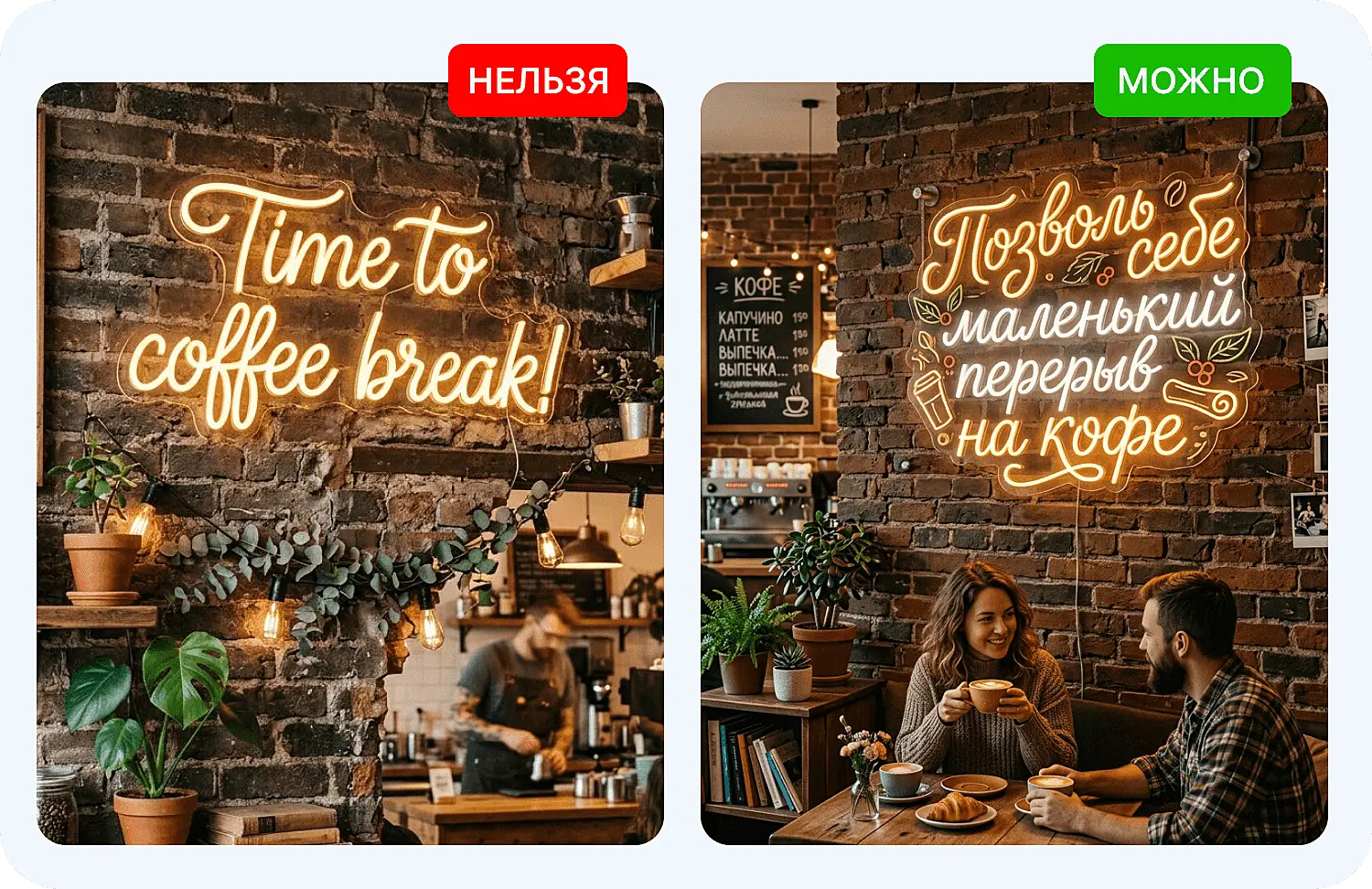 Пример вывески после вступления закона о защите русского языка