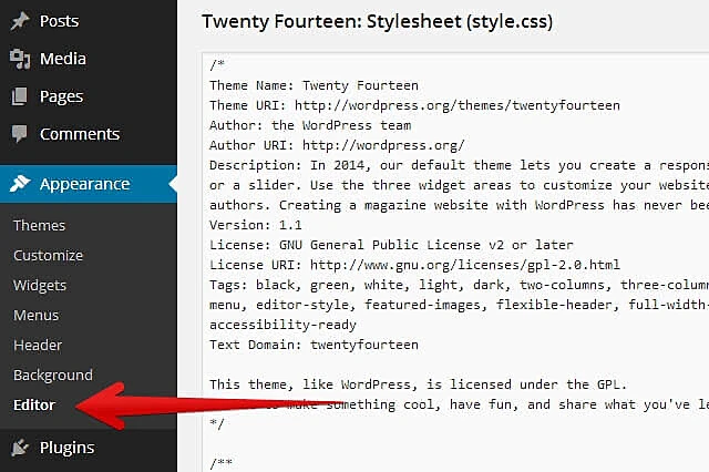 WordPress coding page