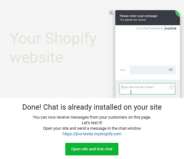 JivoChat installation on Shopify website
