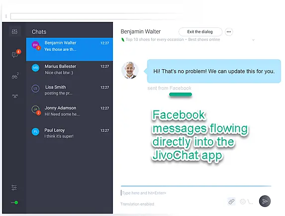 JivoChat sotware chats page