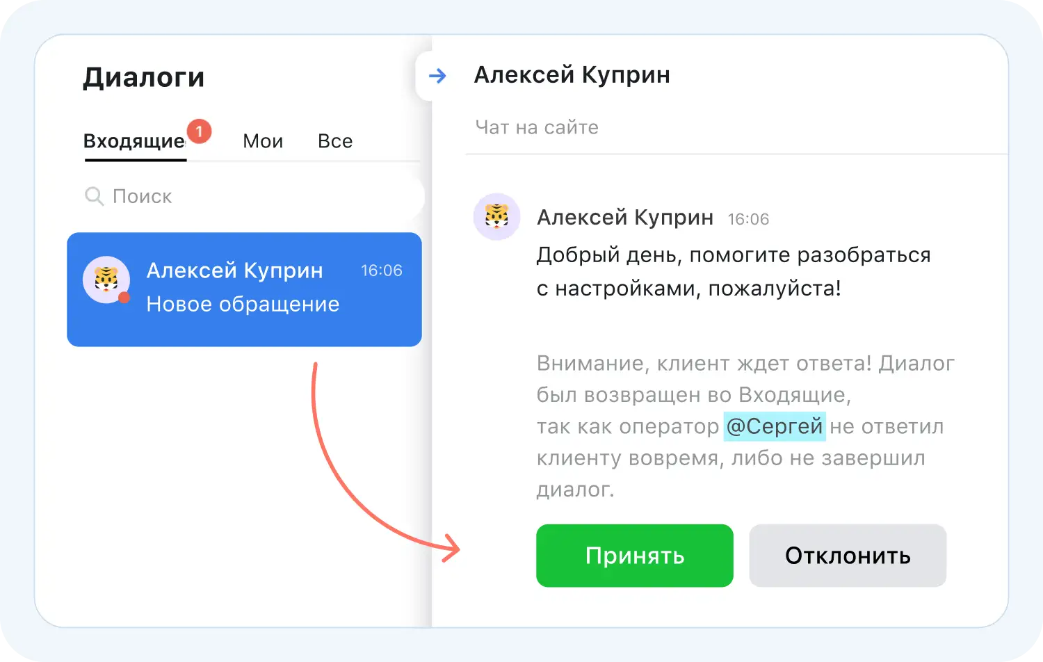Функция Спасения чатов в приложении Jivo