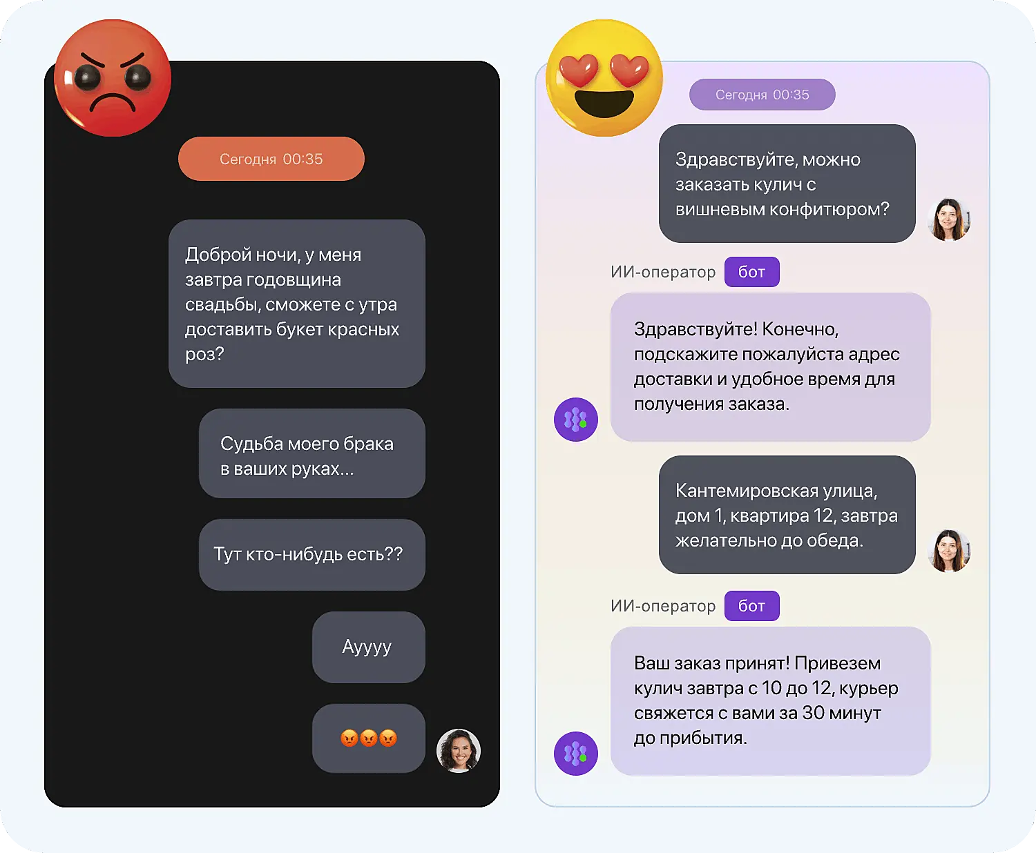 ИИ-оператор обрабатывает заявки в ночное время