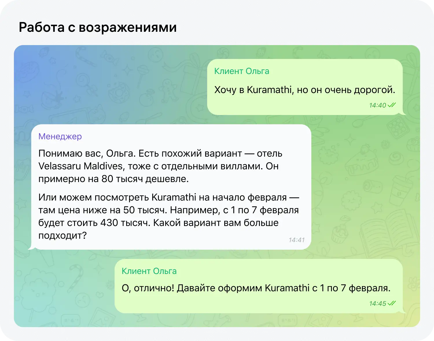 Как менеджер работает с возражениями клиента по переписке