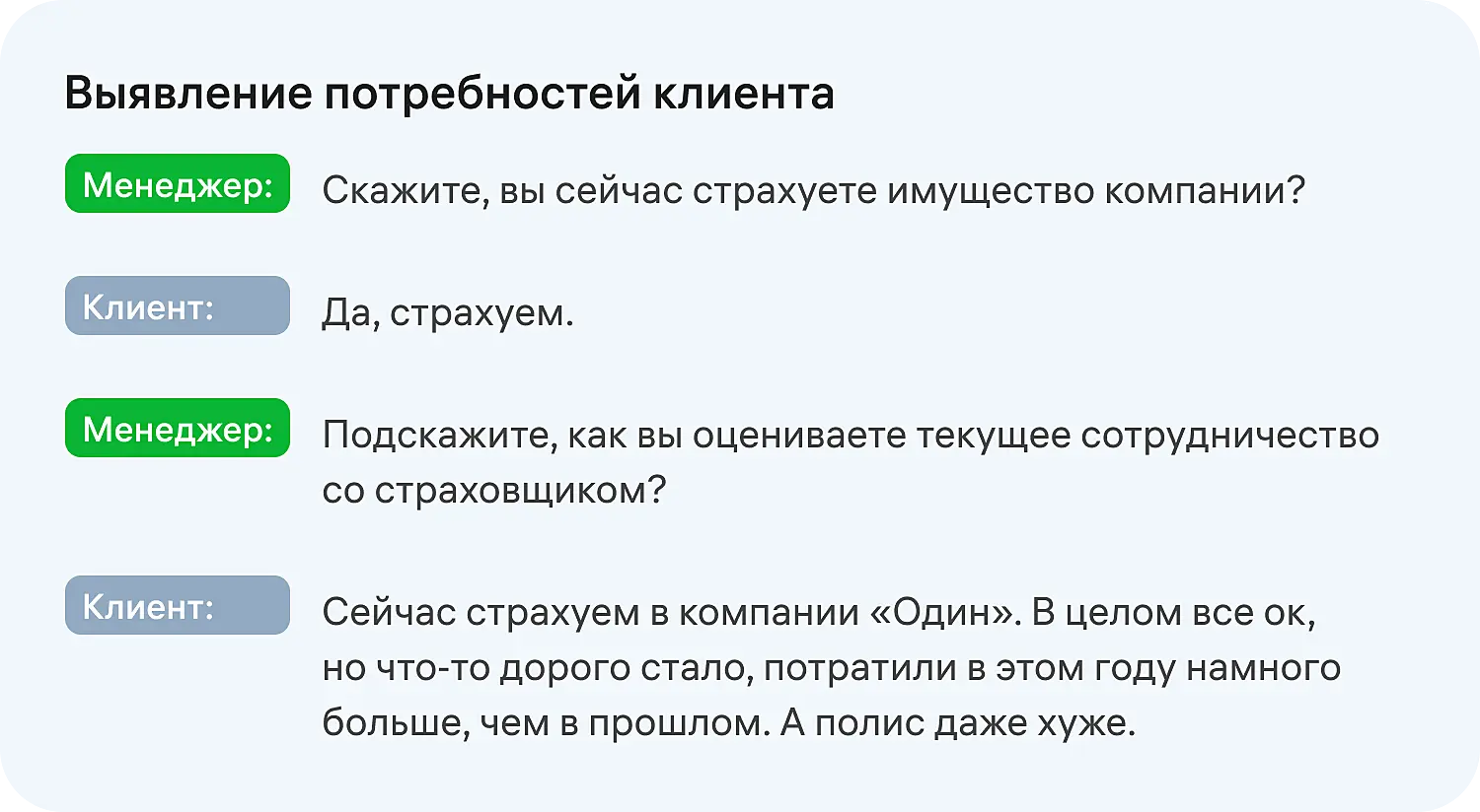 Выявление потребности клиента в скрипте холодного звонка