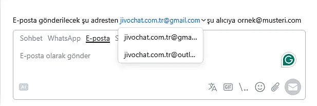Gönderen Adres Seçimi