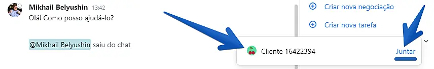 Central de atendimento do JivoChat para juntar clientes duplicados