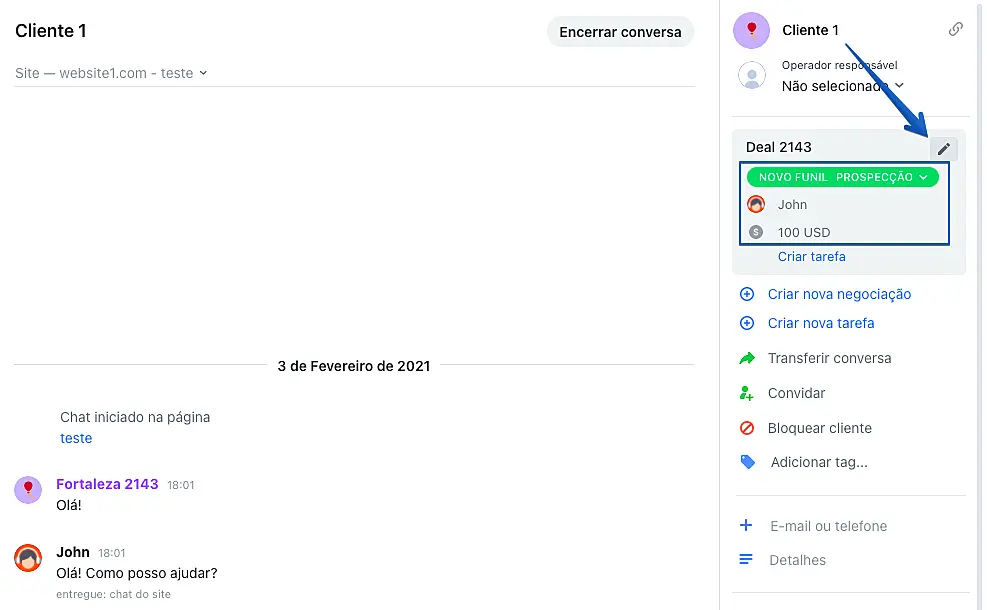 Como adicionar um cliente à um funil de vendas existente